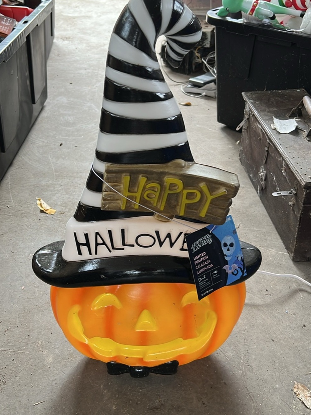 Gemmy pumpkin witch hat blow mold 23”